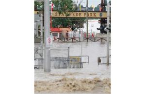 Calgary Stampede and Exhibition grounds flooded out.